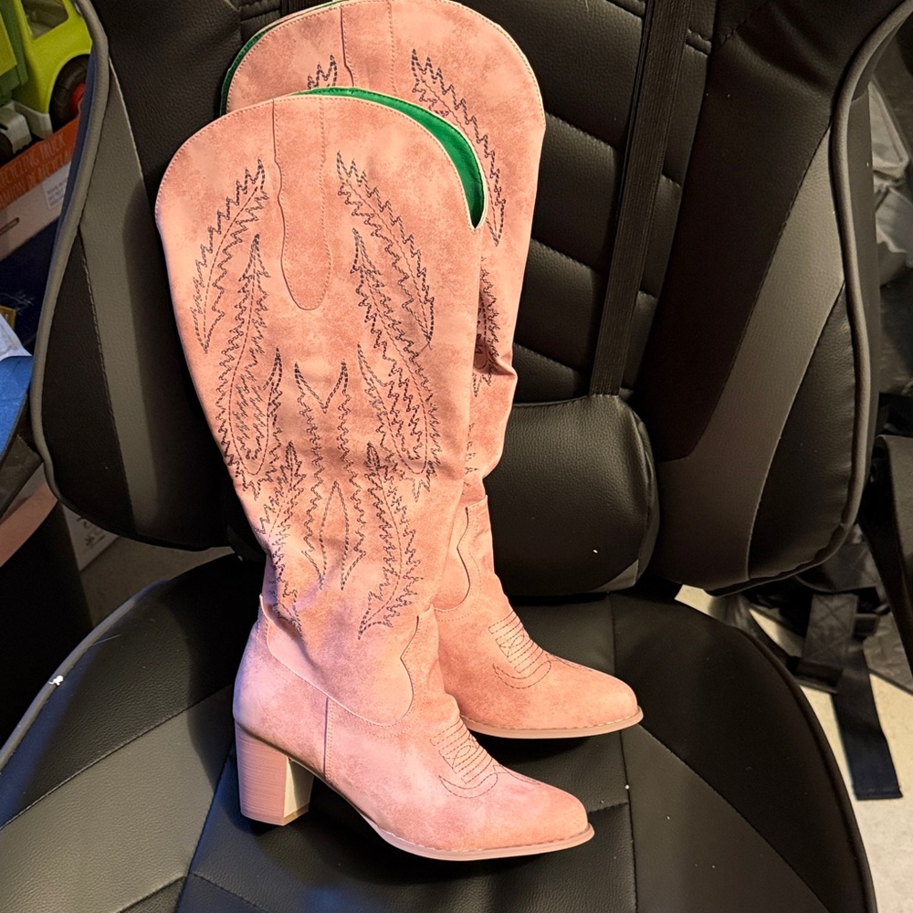 Pink Suede Western Boots